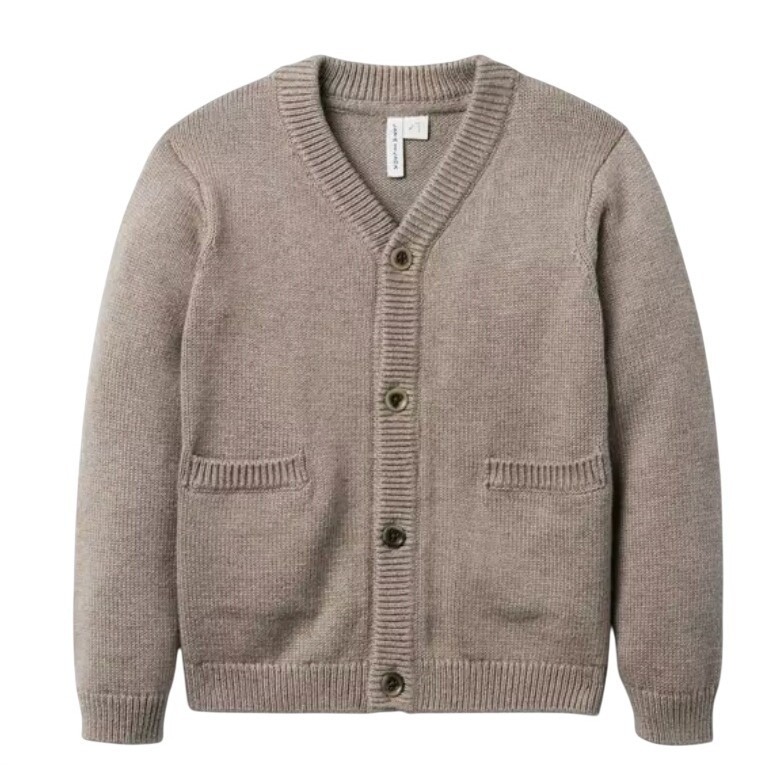 Janie And Jack Cardigan Kids 2t Taupe Brown Knit Button Front V-Neck Sweater